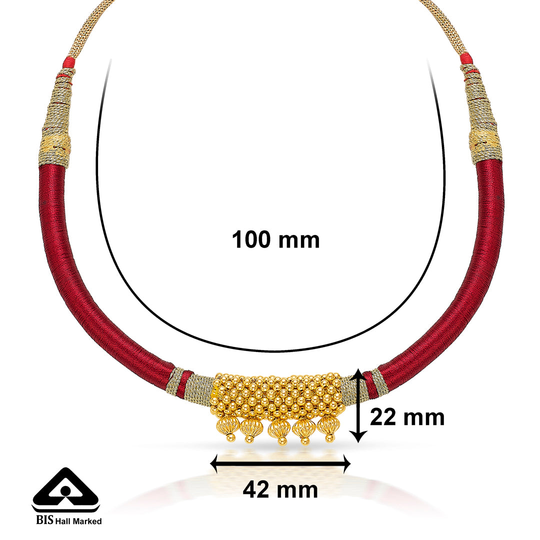 red enchantment yellow gold thushi necklace for women