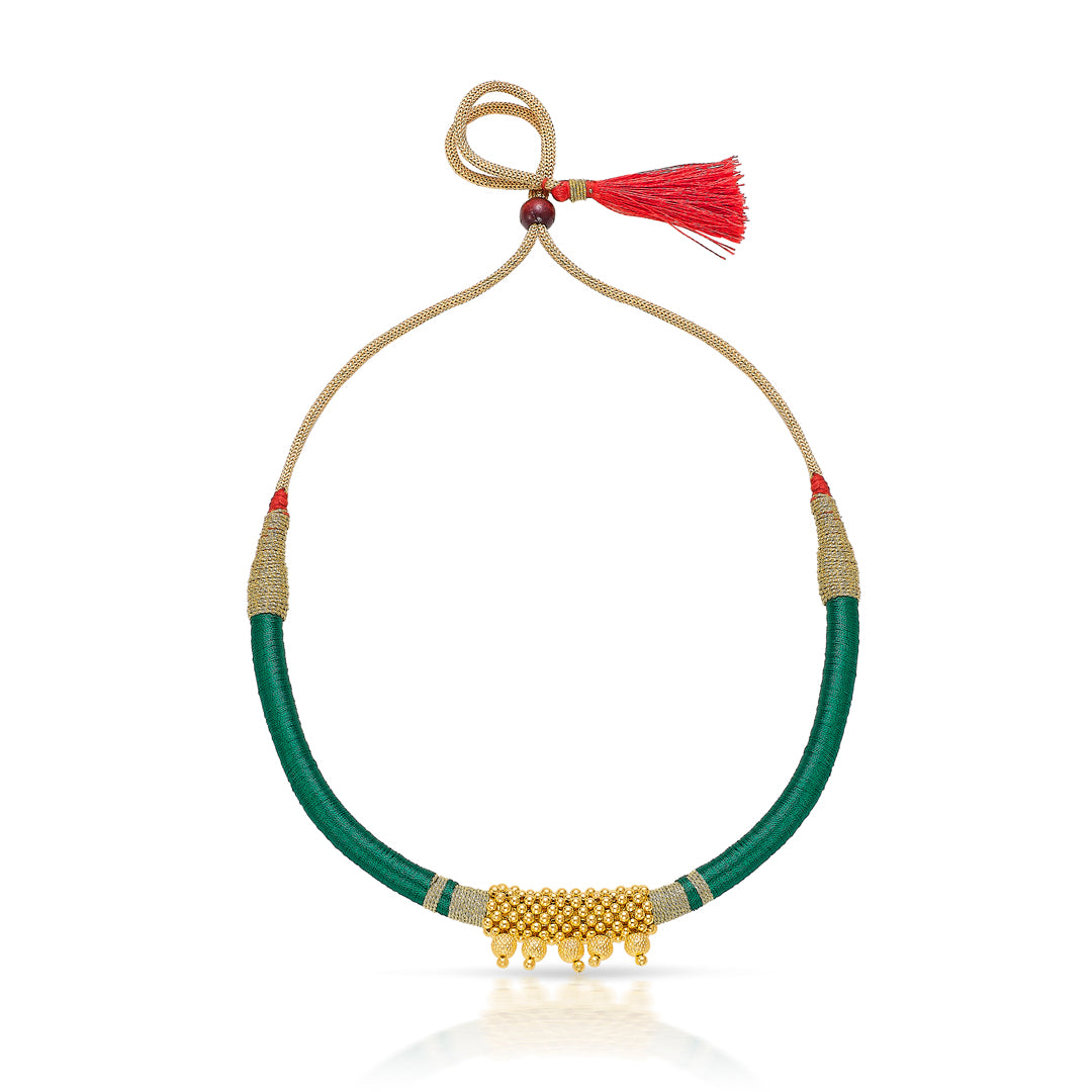 Minty Charm Yellow Gold Thushi Necklace For Women