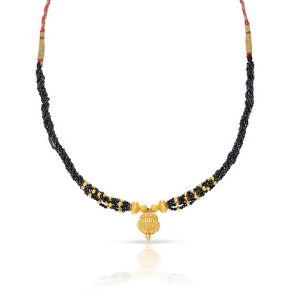 Black Gem Yellow Gold Thushi Necklace For Women