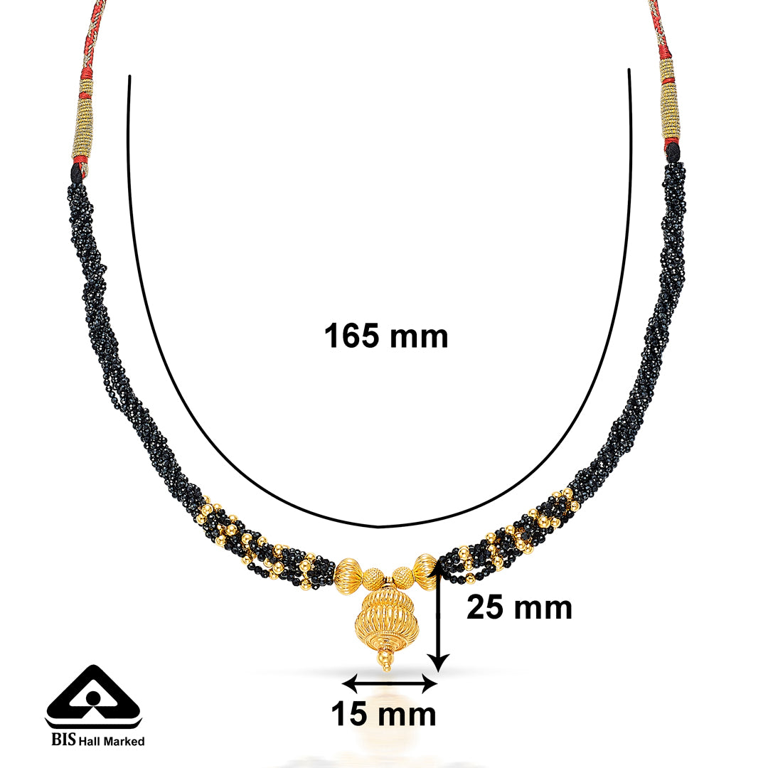 black gem yellow gold thushi necklace for women