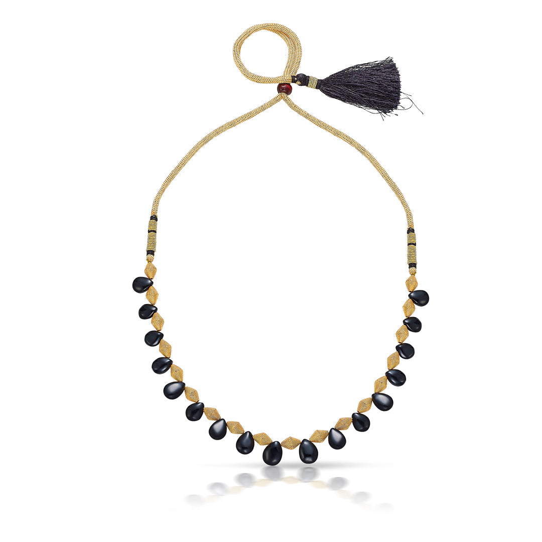 black gem gokak yellow gold thushi necklace for women