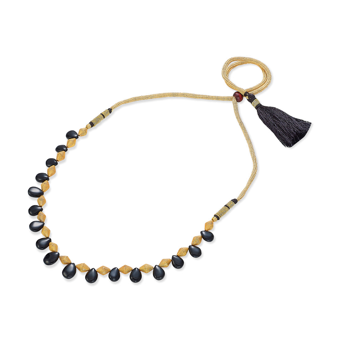 black gem gokak yellow gold thushi necklace for women