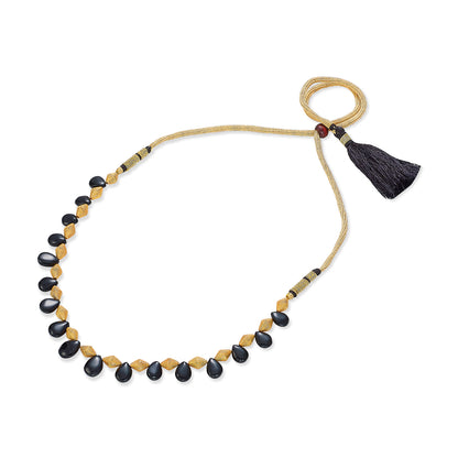 Black Gem Gokak Yellow Gold Thushi Necklace For Women