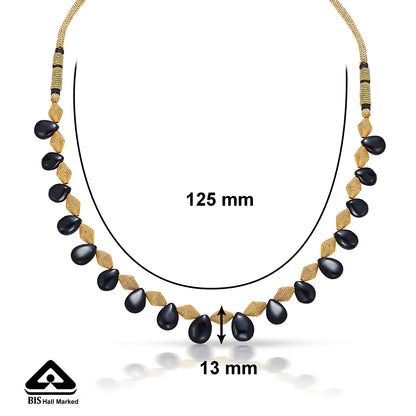 Black Gem Gokak Yellow Gold Thushi Necklace For Women