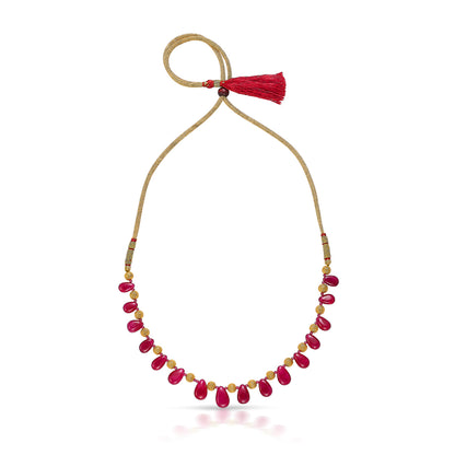 Pink Petals Gokak Yellow Gold Thushi Necklace For Women