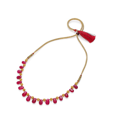 Pink Petals Gokak Yellow Gold Thushi Necklace For Women