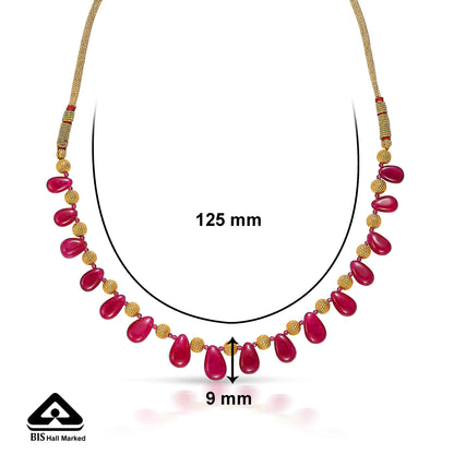 Pink Petals Gokak Yellow Gold Thushi Necklace For Women
