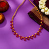 Pink Petals Gokak Yellow Gold Thushi Necklace For Women
