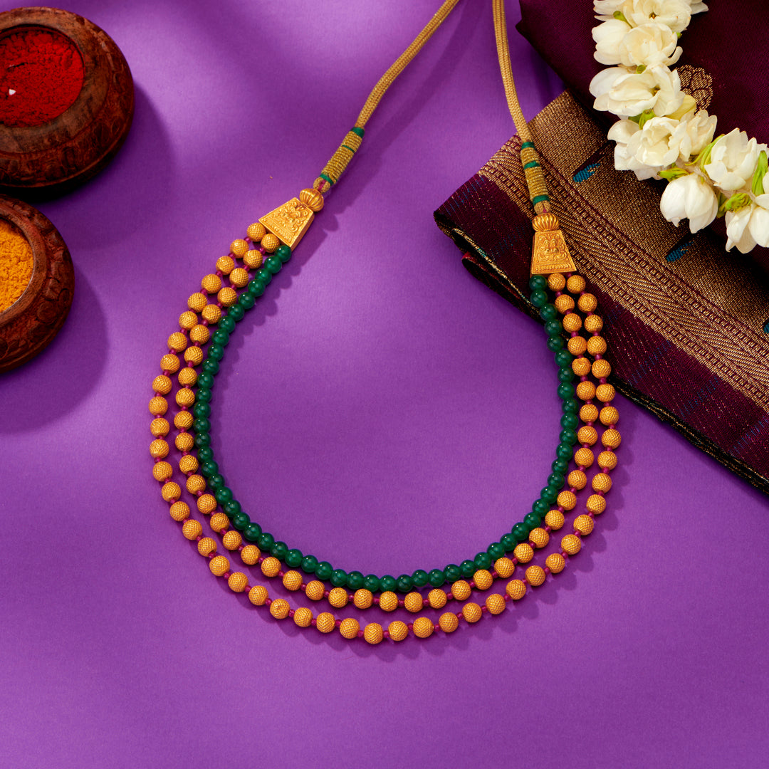Mint Aura Yellow Gold Thushi Necklace For Women