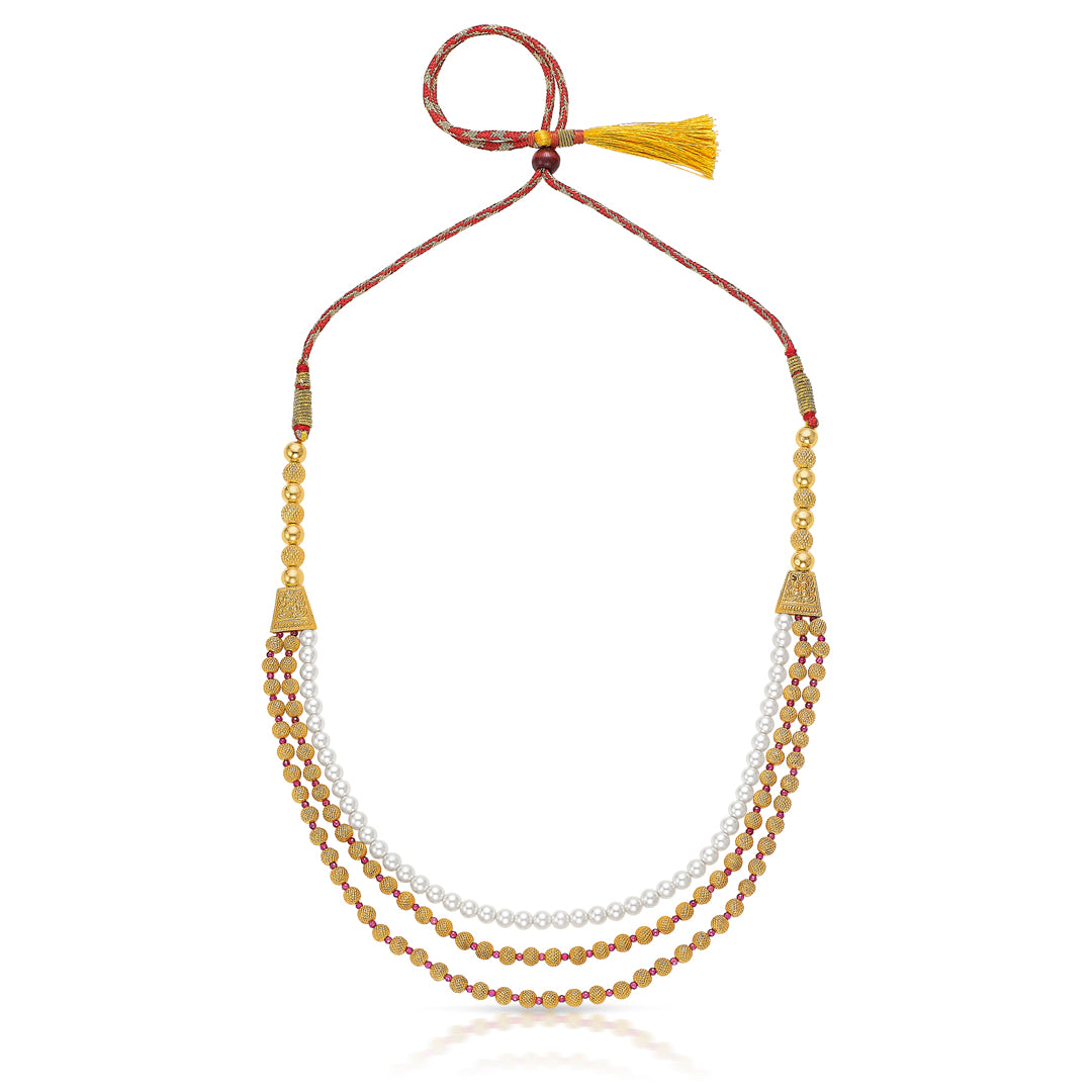 Triple Glory Yellow Gold Thushi Necklace For Women