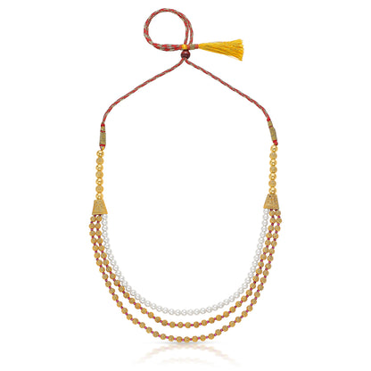Triple Glory Yellow Gold Thushi Necklace For Women