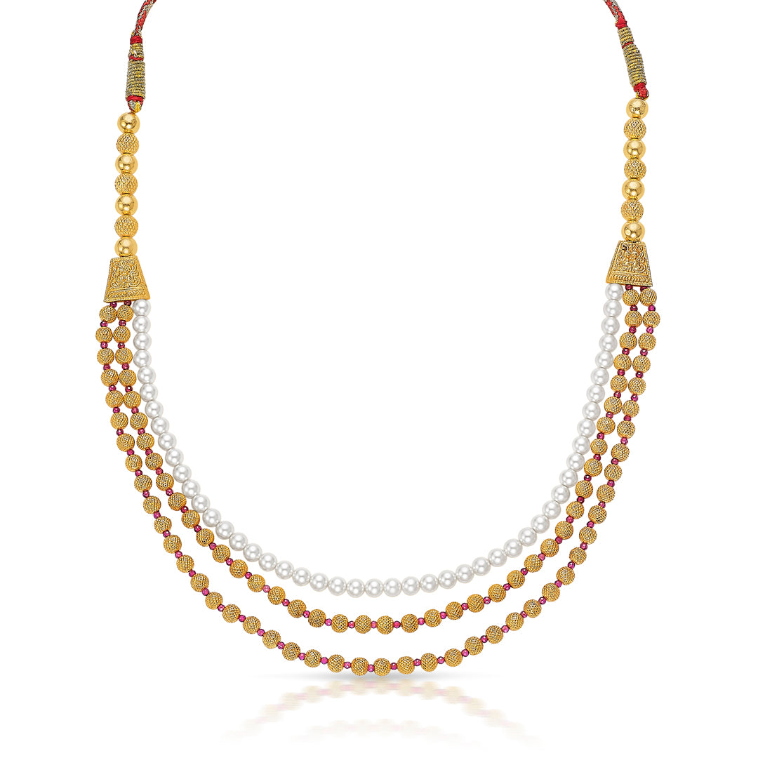 triple glory yellow gold thushi necklace for women