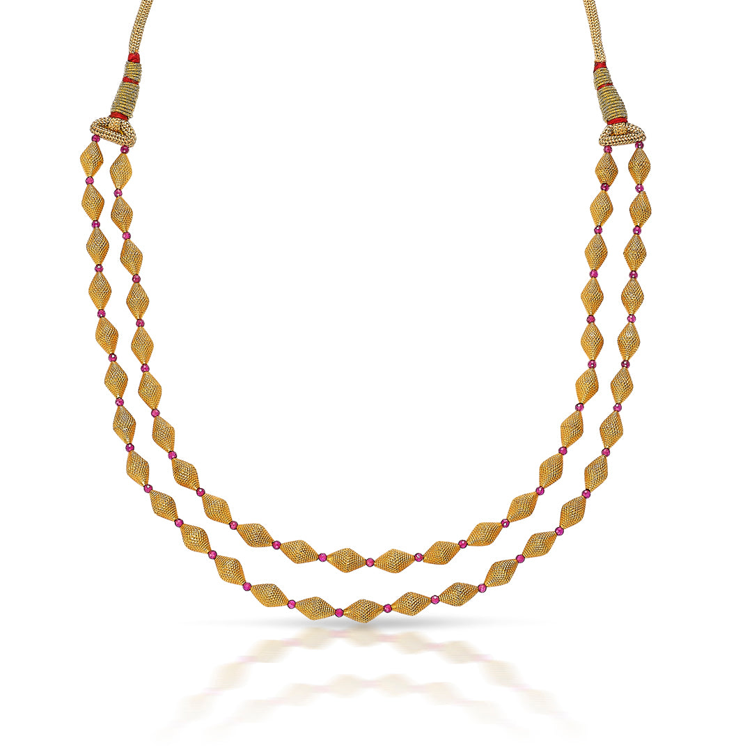 double opulence yellow gold thushi necklace for women