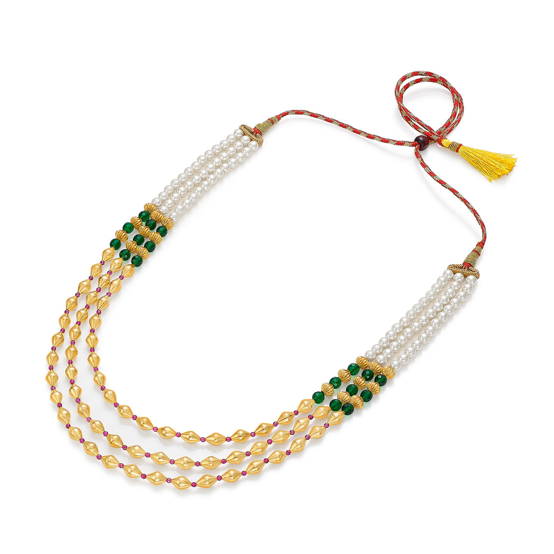 triple delight yellow gold thushi necklace for women