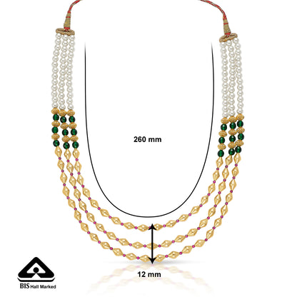 Triple Delight Yellow Gold Thushi Necklace For Women