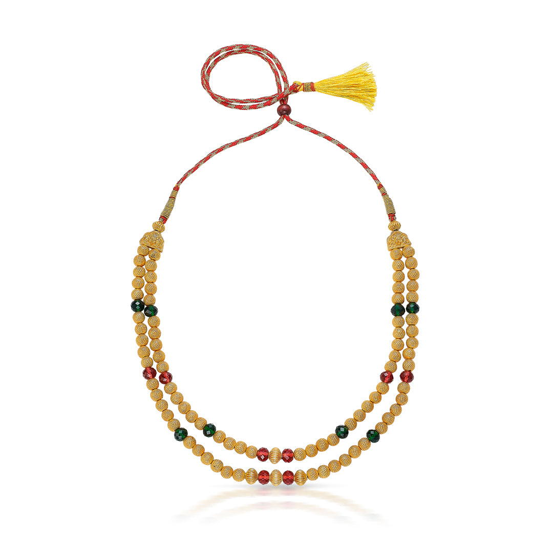 Twin Symphony Yellow Gold Thushi Necklace For Women