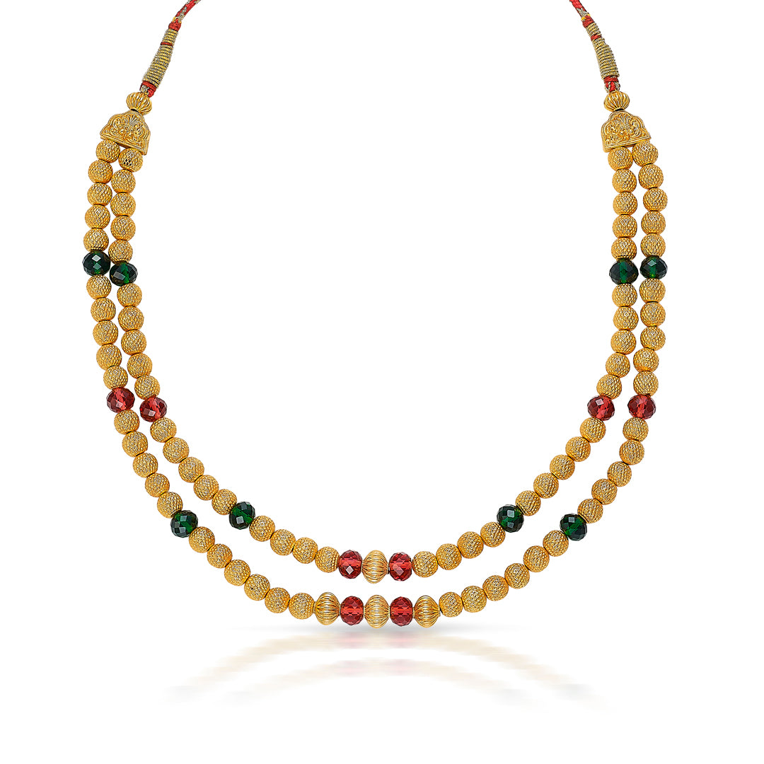 twin symphony yellow gold thushi necklace for women