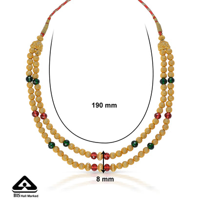 Twin Symphony Yellow Gold Thushi Necklace For Women