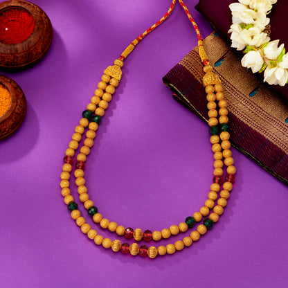 Twin Symphony Yellow Gold Thushi Necklace For Women