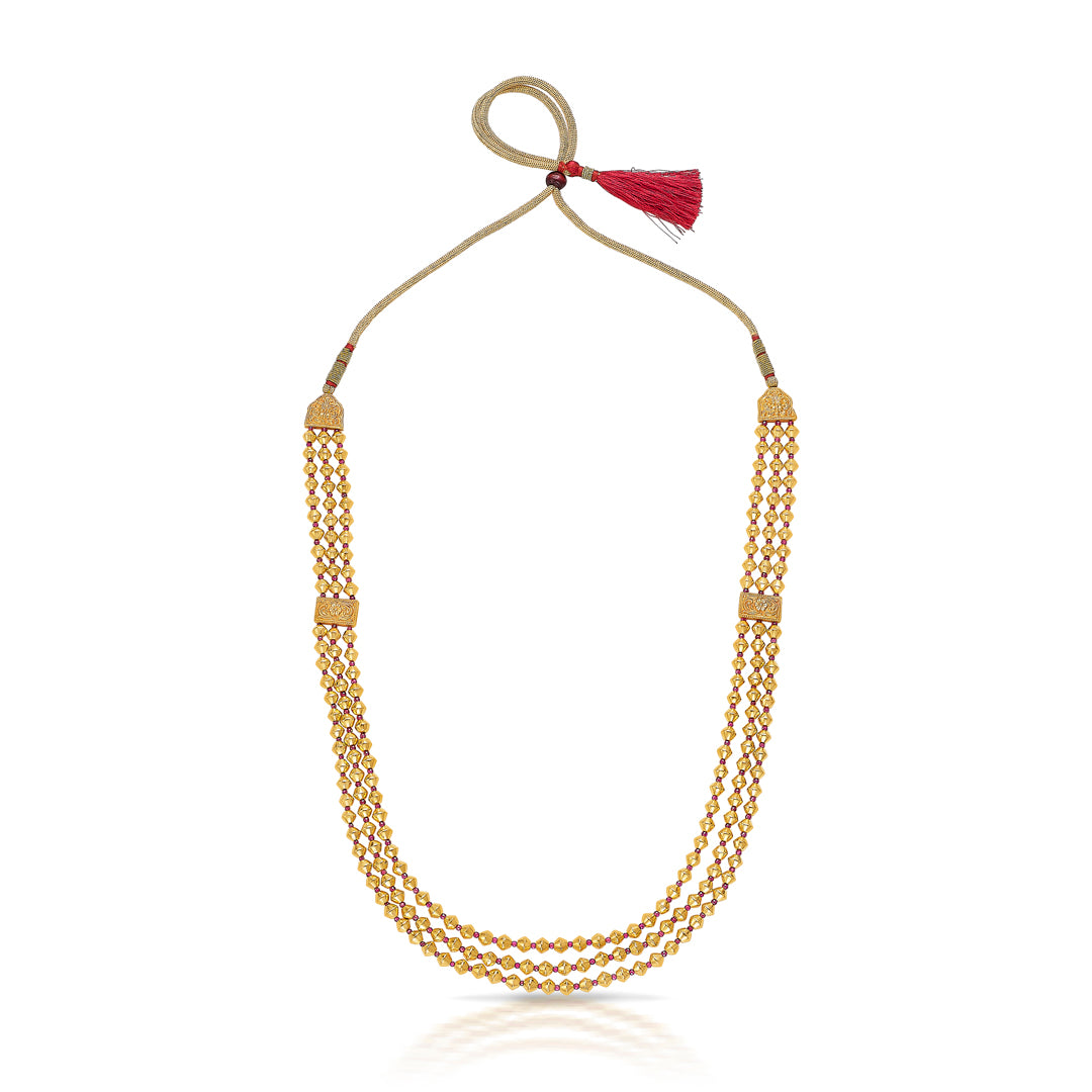 Triple Aura Yellow Gold Thushi Necklace For Women