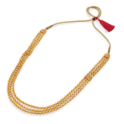Triple Aura Yellow Gold Thushi Necklace For Women