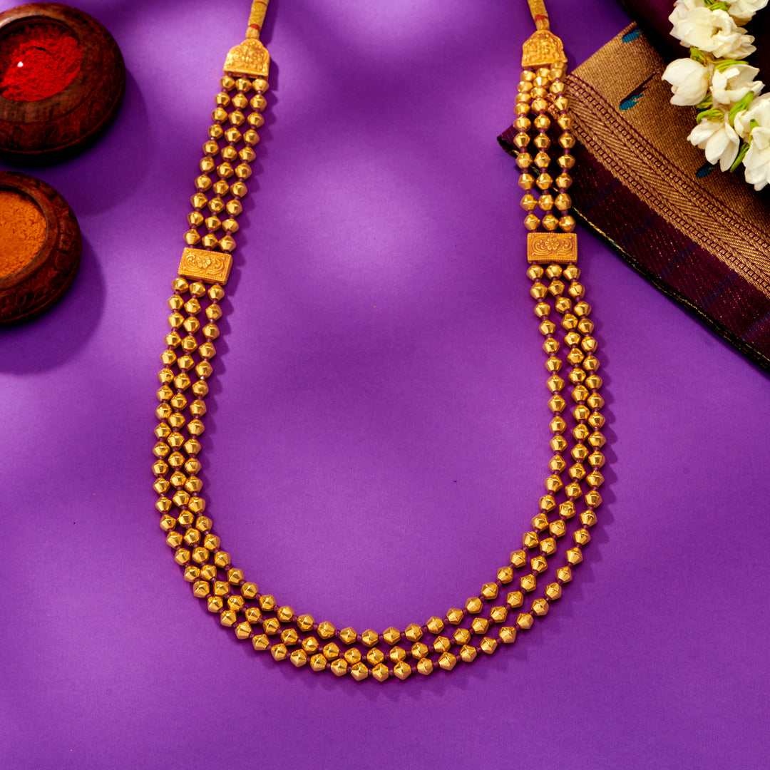 Triple Aura Yellow Gold Thushi Necklace For Women