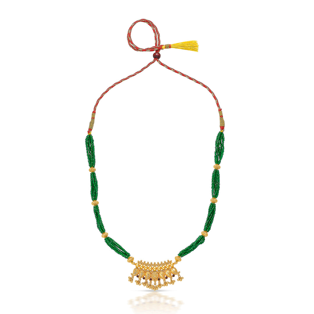 evergreen charm yellow gold thushi necklace for women