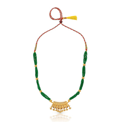 Evergreen Charm Yellow Gold Thushi Necklace For Women