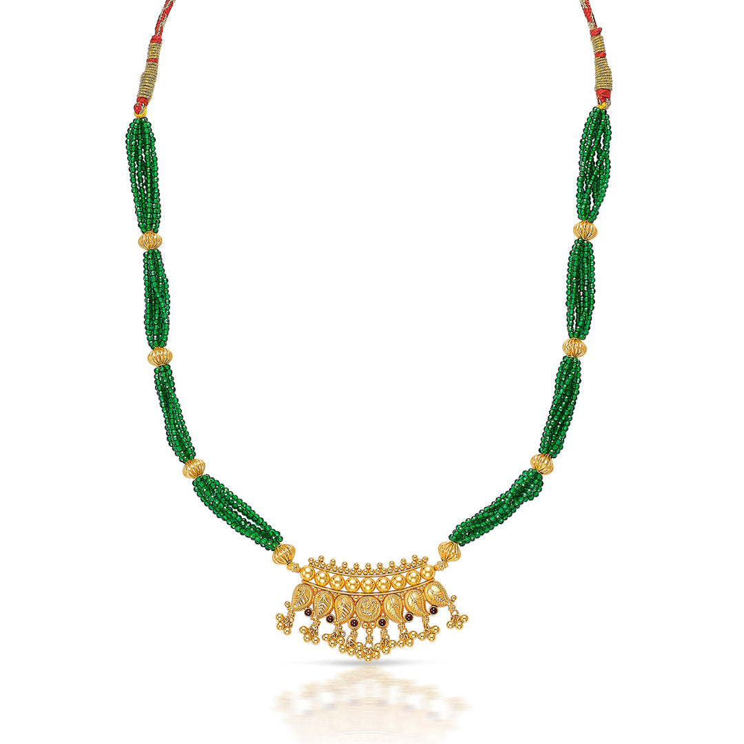 evergreen charm yellow gold thushi necklace for women