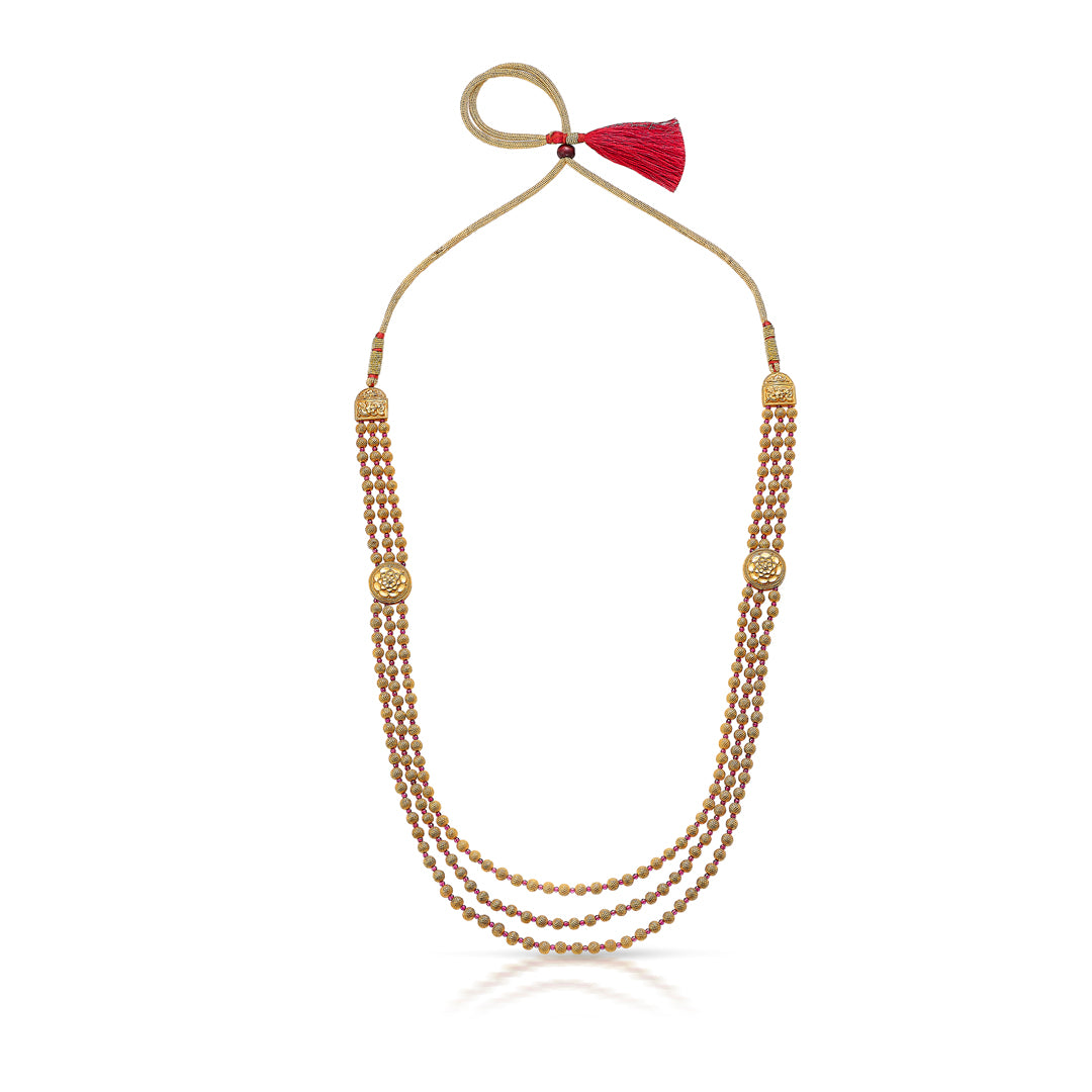 Triple Elegance Yellow Gold Thushi Necklace For Women