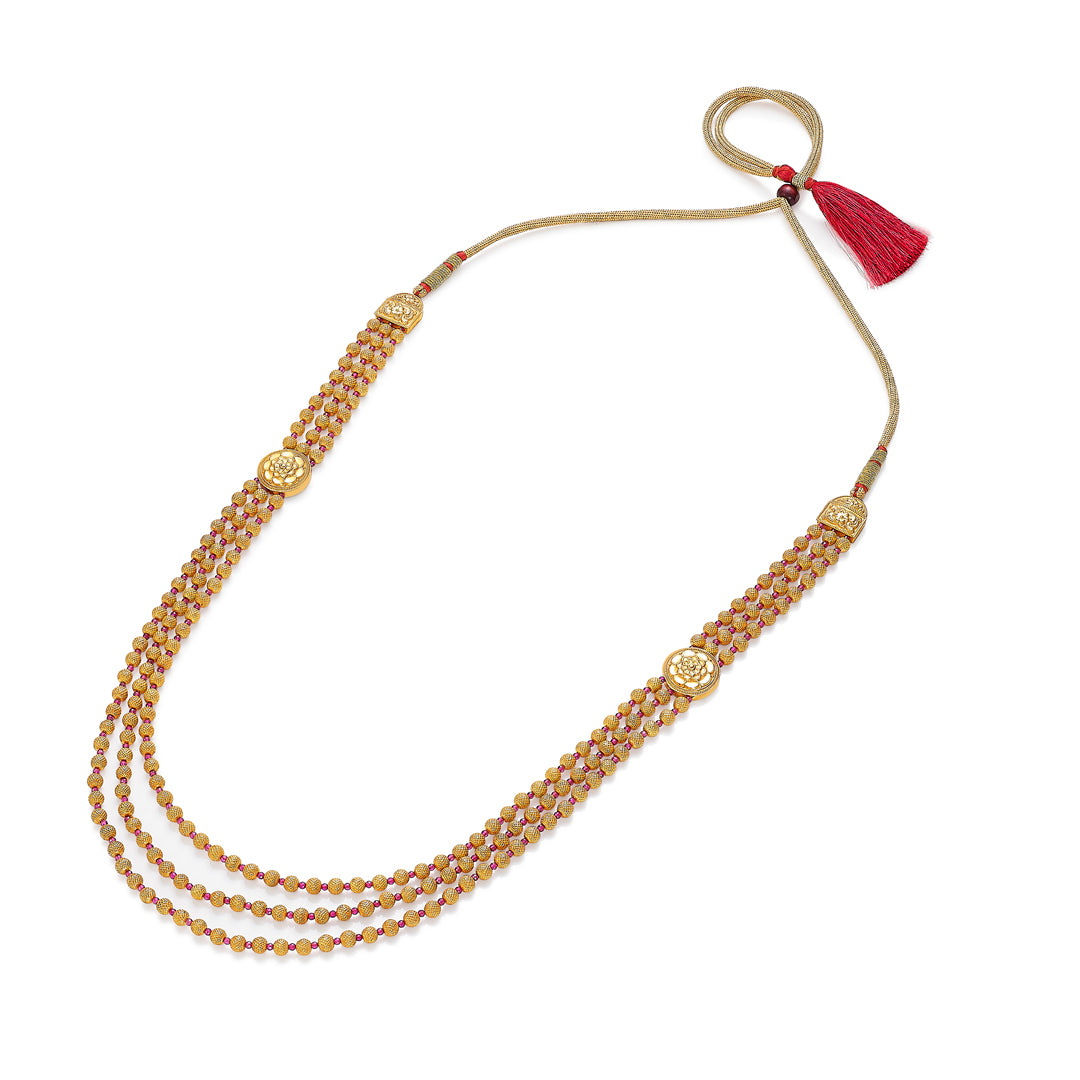triple elegance yellow gold thushi necklace for women