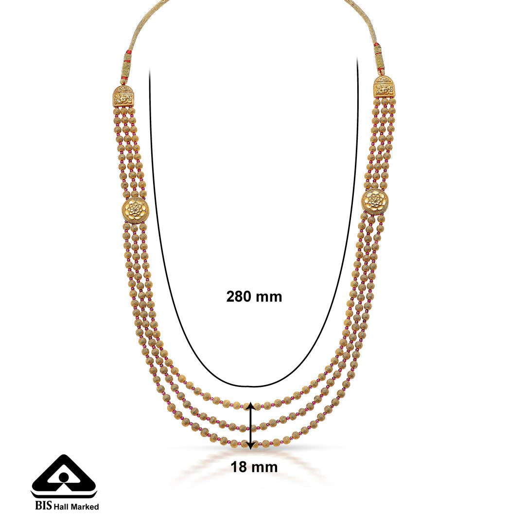 triple elegance yellow gold thushi necklace for women