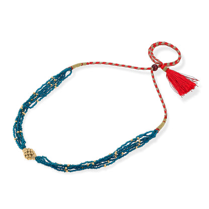 Blue Royale Yellow Gold Thushi Necklace For Women