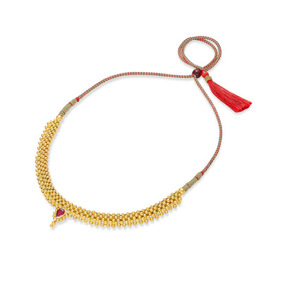 Saaj Yellow Gold Thushi Necklace For Women