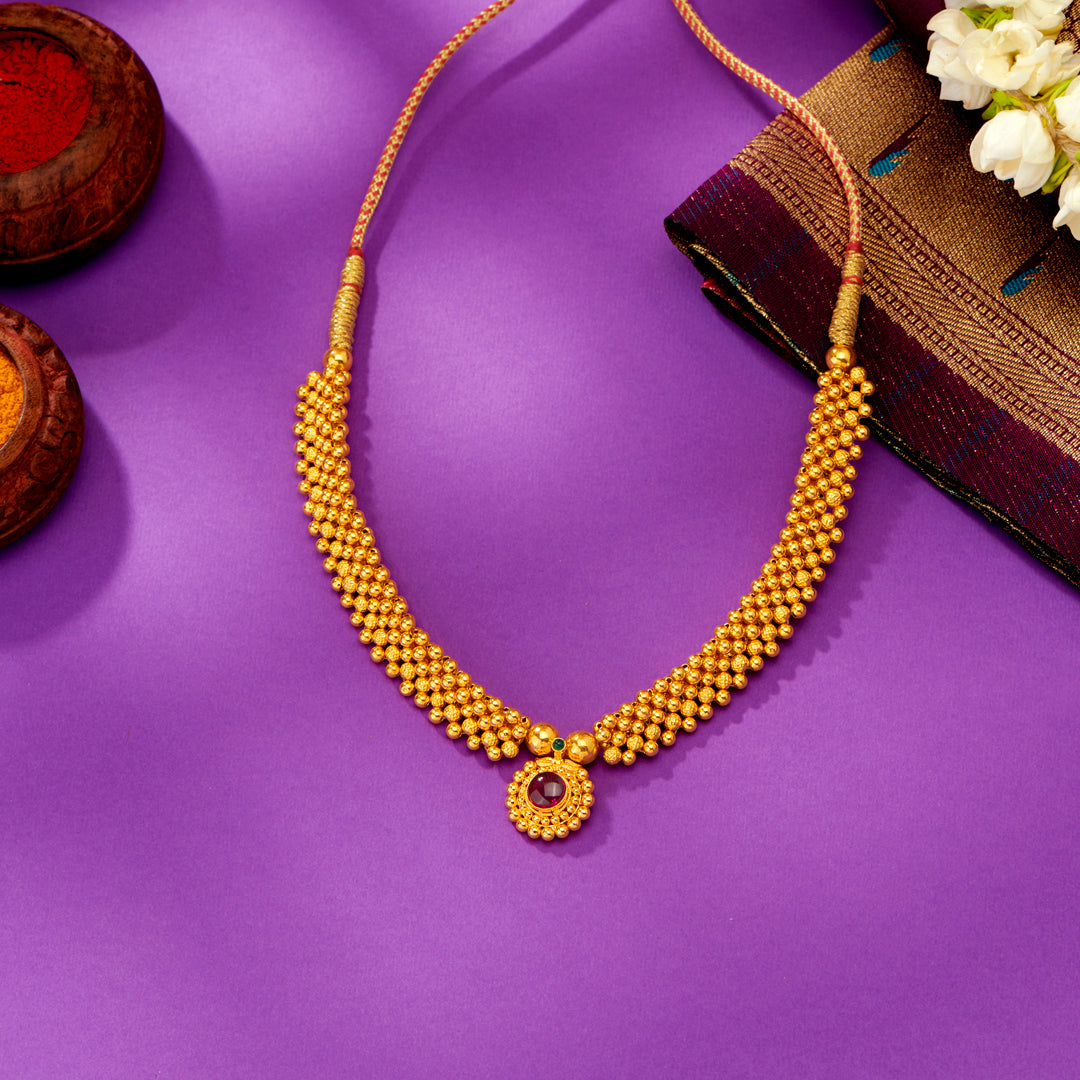 mangalya yellow gold thushi necklace for women