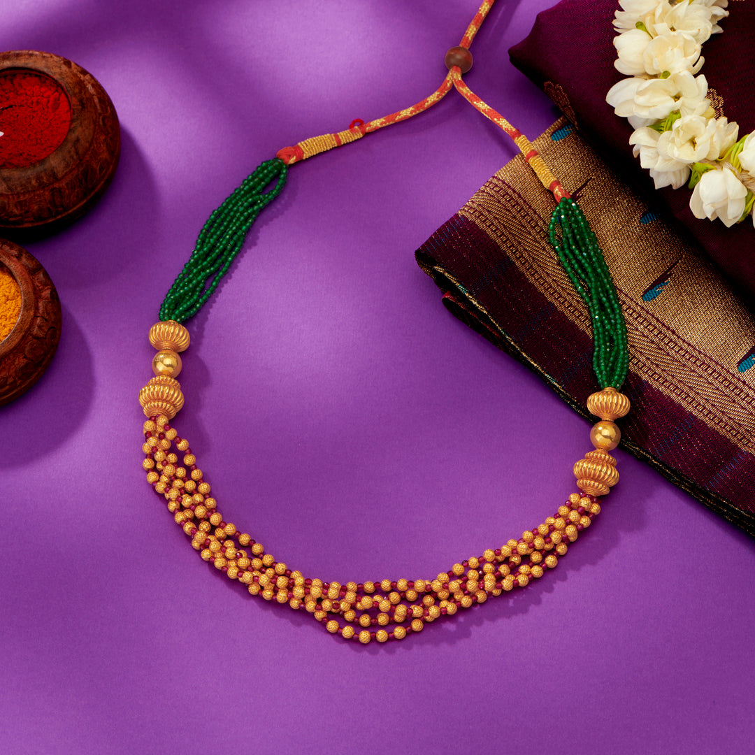 Green Grace Yellow Gold Thushi Necklace For Women