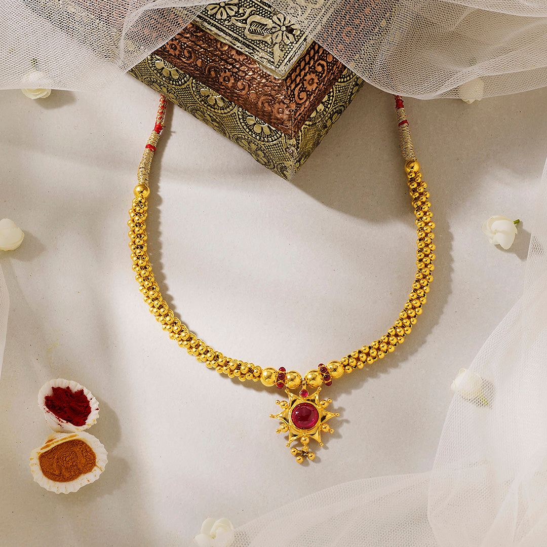 Maniratna Thushi Gold Necklace For Women