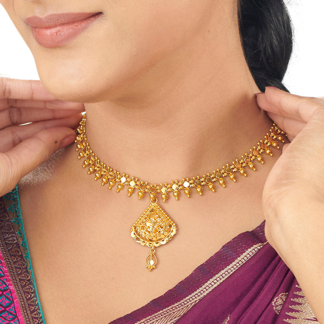 Bhaskari Haar Short Gold Necklace For Women