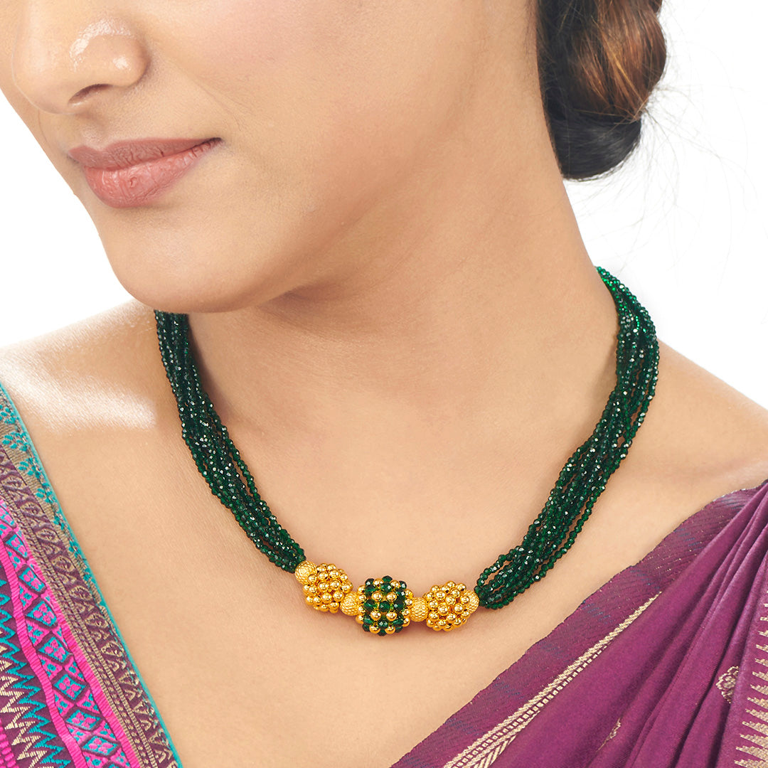 Manik Harita Thushi Gold Necklace For Women