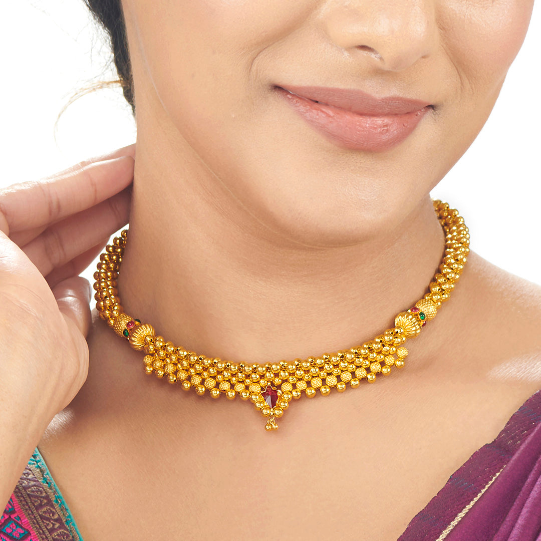 Manikjyoti Thushi Gold Necklace For Women