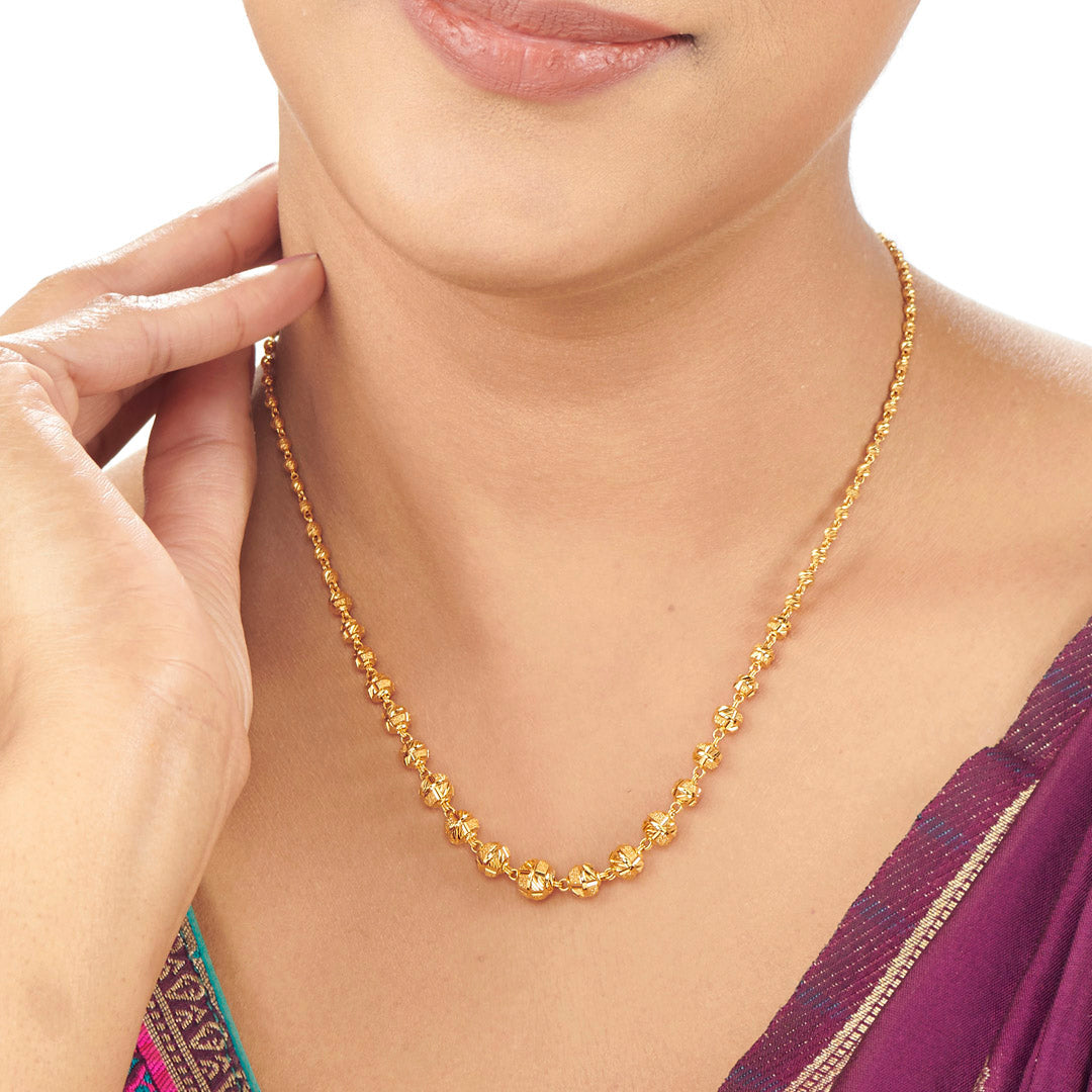 Suvarna Tejas Long Gold Necklace For Women