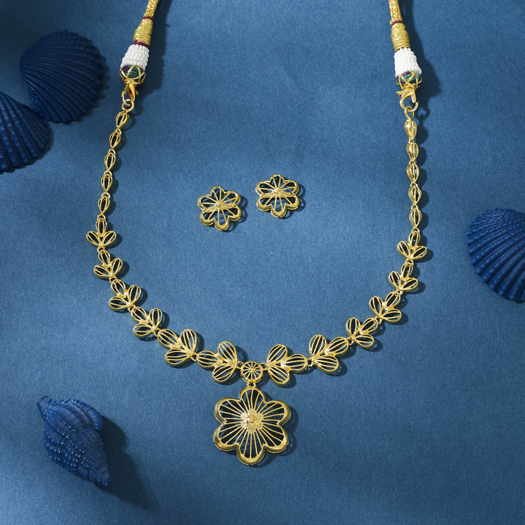 Eternal Bloom Gold Necklace Set For Women