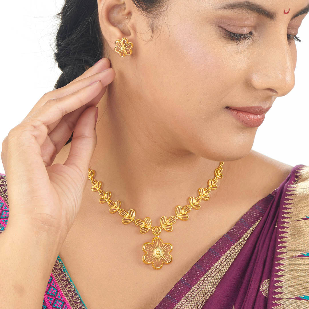 Eternal Bloom Gold Necklace Set For Women