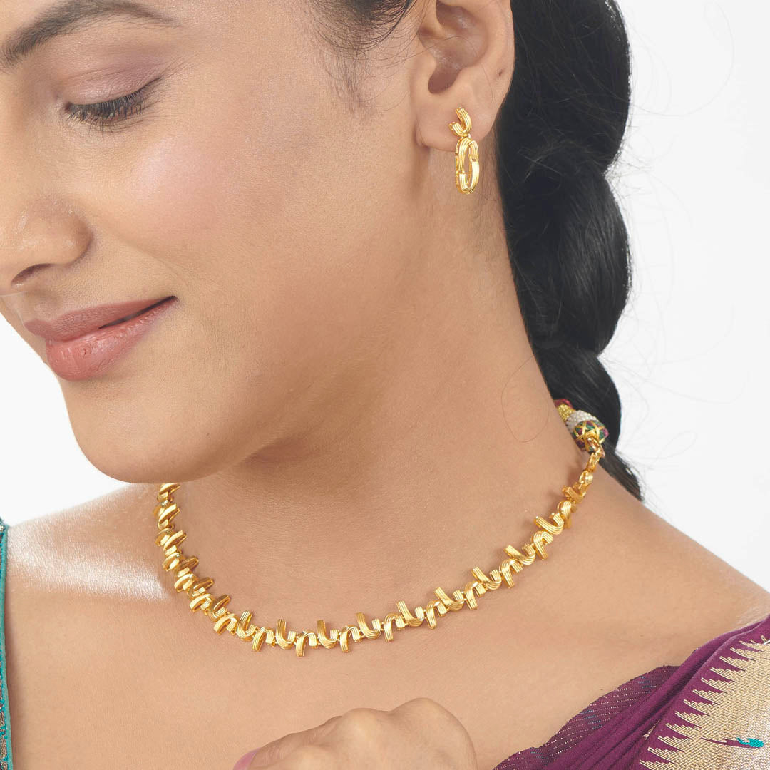 Heritage Lace Gold Necklace Set For Women
