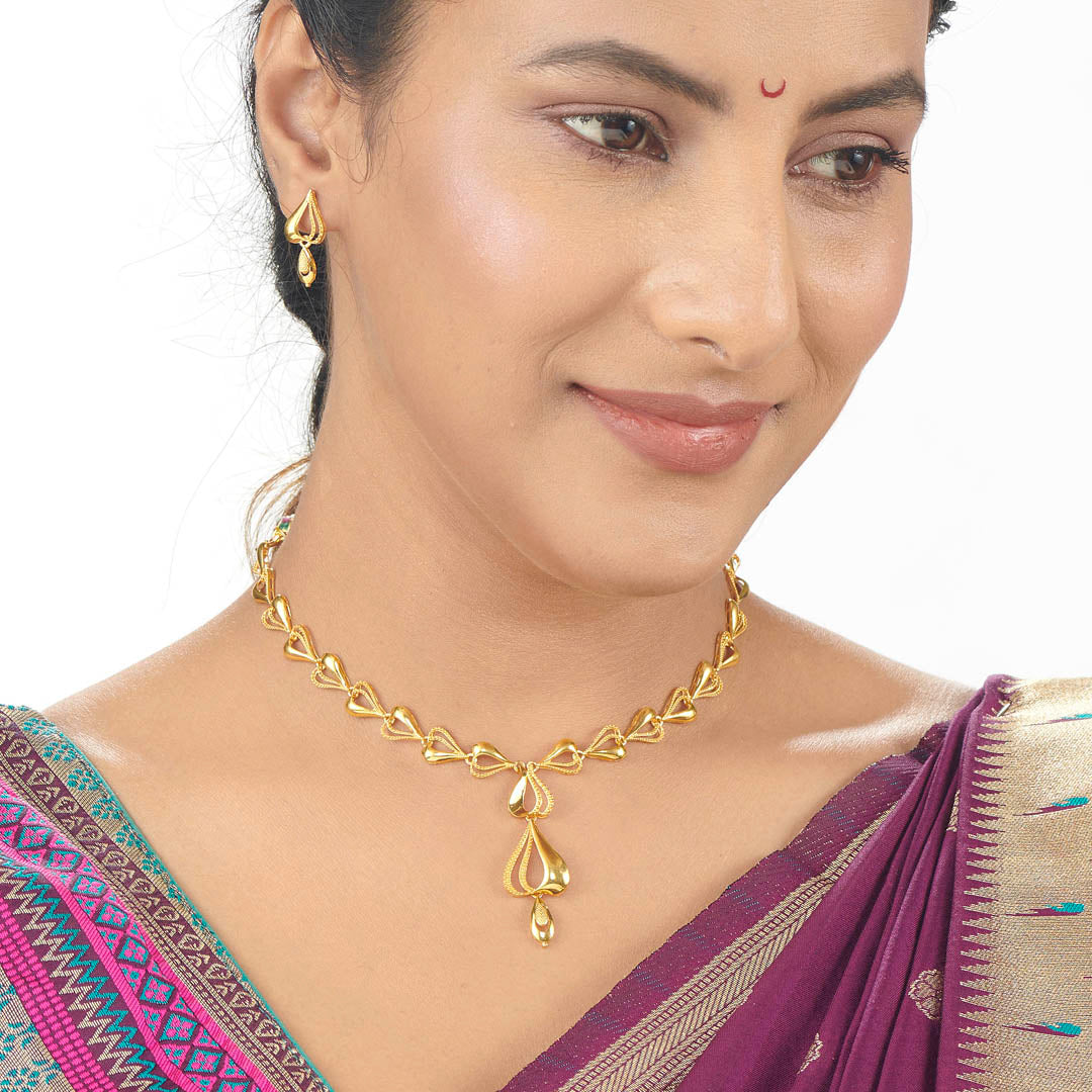 Regal Aura Gold Necklace Set For Women