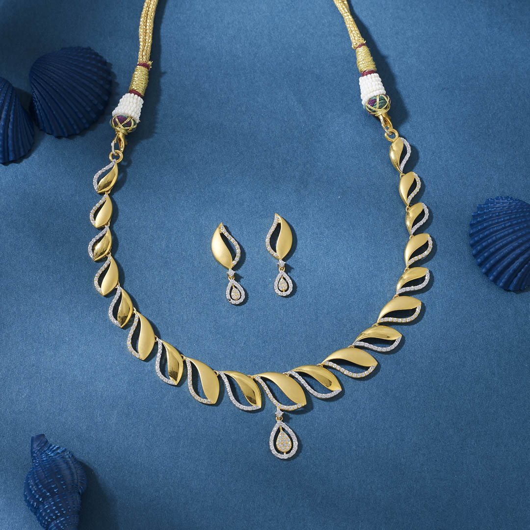 Imperial Petals Gold Necklace Set For Women