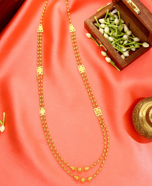 Triveni Vertical Maal Yellow Gold Necklace For Women