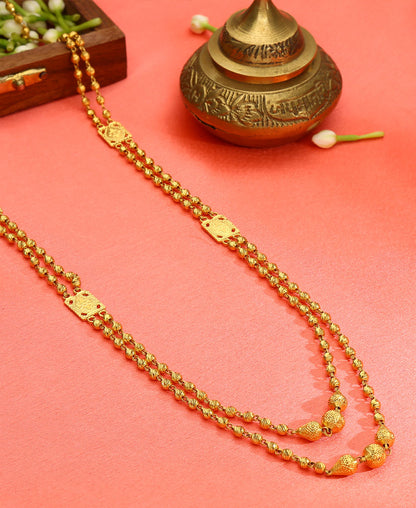Triveni Vertical Maal Yellow Gold Necklace  For Woman
