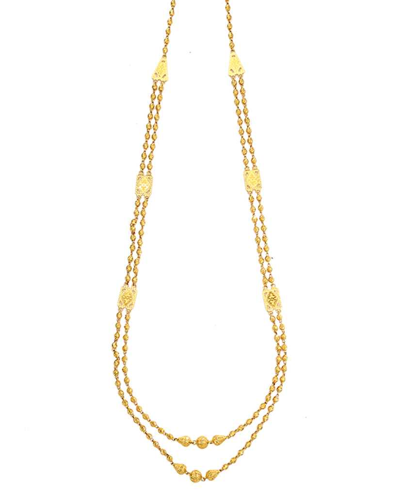 Triveni Vertical Maal Yellow Gold Necklace For Women