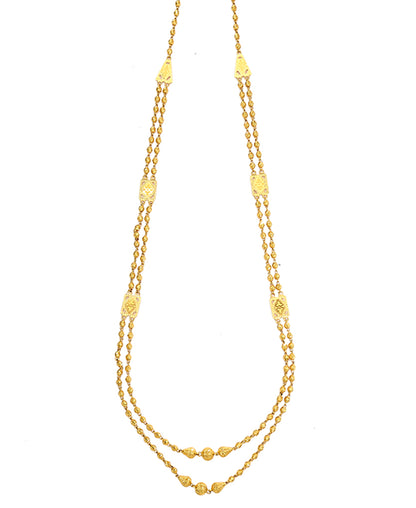 Triveni Vertical Maal Yellow Gold Necklace  For Woman
